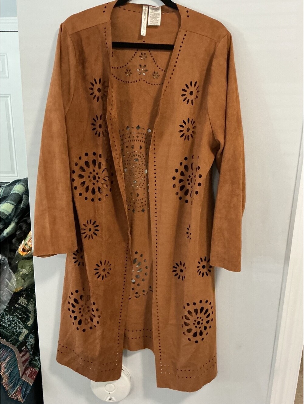 Forgotten Grace Size XL Womans Faux Suede Maxi Kimono Duster Indie Boho #421